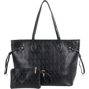 Women Devil Skull Purse Handbags Pu Leather Top-Handle Satchel Shopping Bag